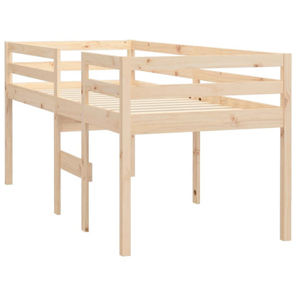 Letto a Soppalco 90x200 cm in Legno Massello di Pino