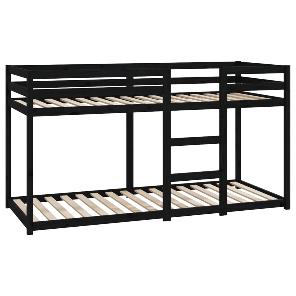 Letto a Castello Nero 80x200 cm in Legno Massello di Pino