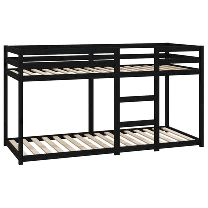 Letto a Castello Nero 80x200 cm in Legno Massello di Pino