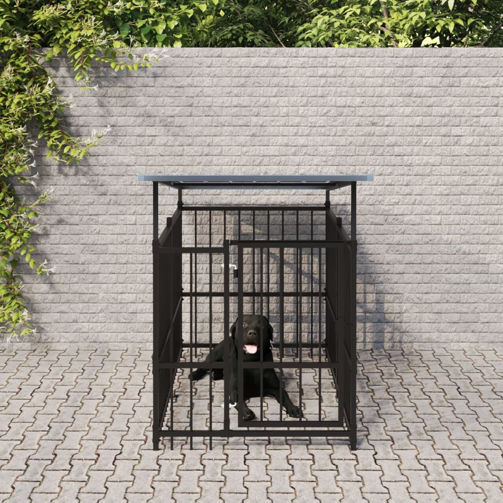 Gabbia per Cani da Esterno con Tetto in Acciaio 1,88 mÃ‚Â²
