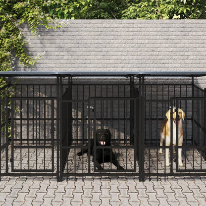 Gabbia per Cani da Esterno con Tetto in Acciaio 7,51 mÂ²
