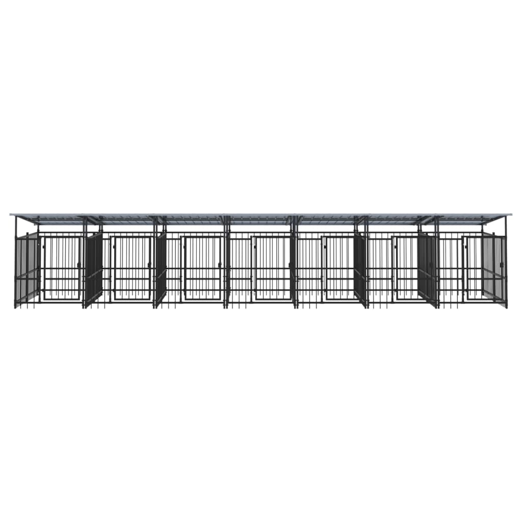 Gabbia per Cani da Esterno con Tetto in Acciaio 13,14 mÂ²