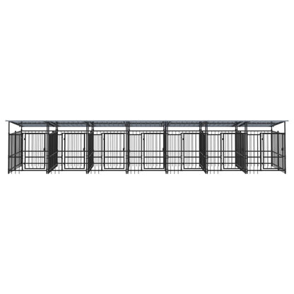 Gabbia per Cani da Esterno con Tetto in Acciaio 13,14 mÂ²