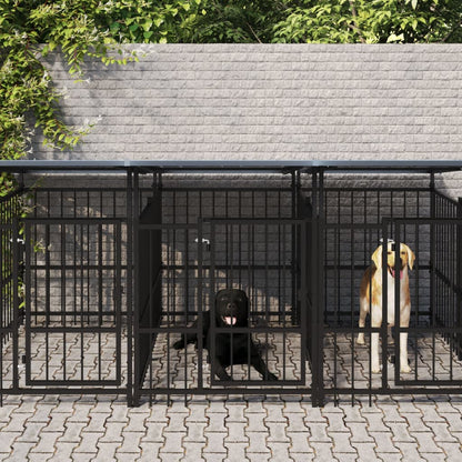 Gabbia per Cani da Esterno con Tetto in Acciaio 16,89 mÂ²