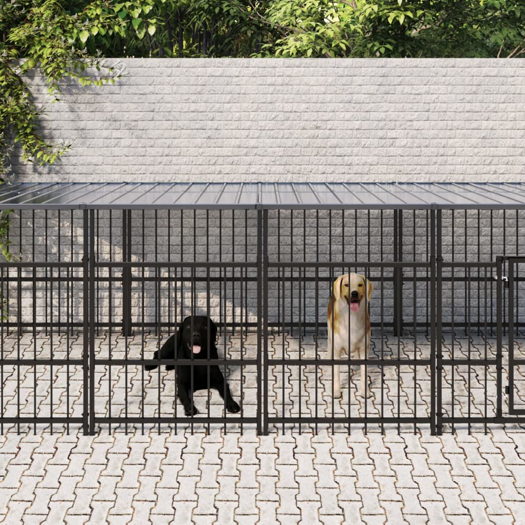 Gabbia per Cani da Esterno con Tetto in Acciaio 7,51 mÂ²