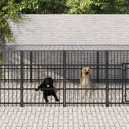 Gabbia per Cani da Esterno con Tetto in Acciaio 7,51 mÂ²