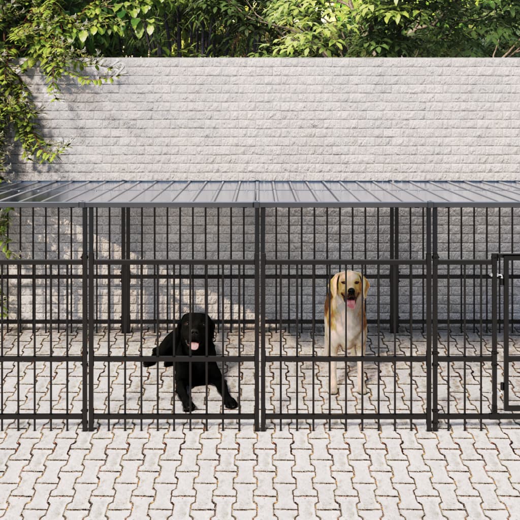 Gabbia per Cani da Esterno con Tetto in Acciaio 11,26 mÂ²