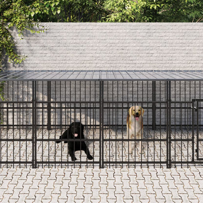 Gabbia per Cani da Esterno con Tetto in Acciaio 11,26 mÂ²