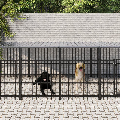 Gabbia per Cani da Esterno con Tetto in Acciaio 13,14 mÃ‚Â²
