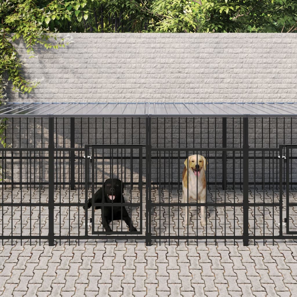 Gabbia per Cani da Esterno con Tetto in Acciaio 7,51 mÂ²