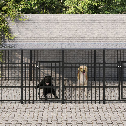 Gabbia per Cani da Esterno con Tetto in Acciaio 7,51 mÂ²