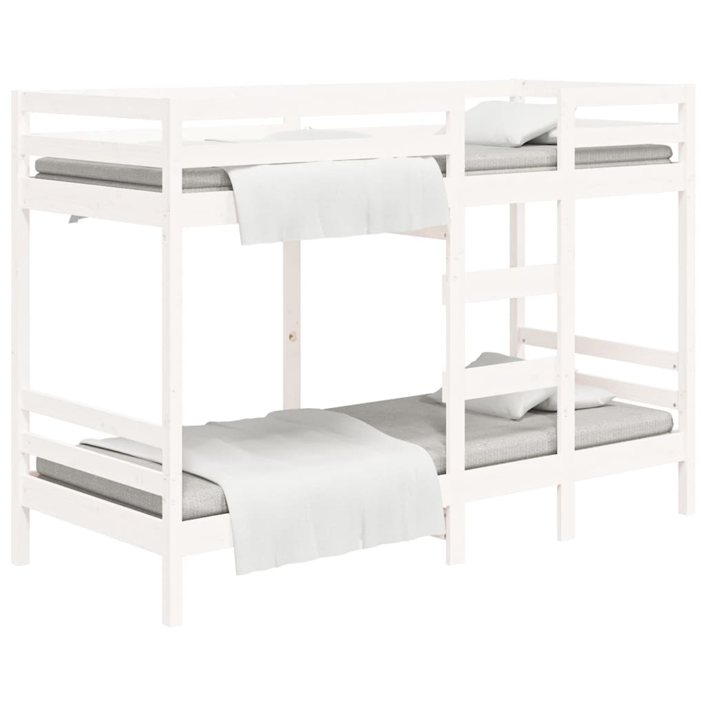 Letto a Castello senza Materasso Bianco 90x190cm Massello Pino
