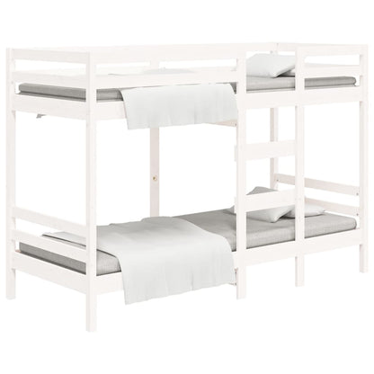 Letto a Castello senza Materasso Bianco 90x190cm Massello Pino