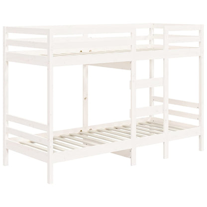 Letto a Castello senza Materasso Bianco 90x190cm Massello Pino