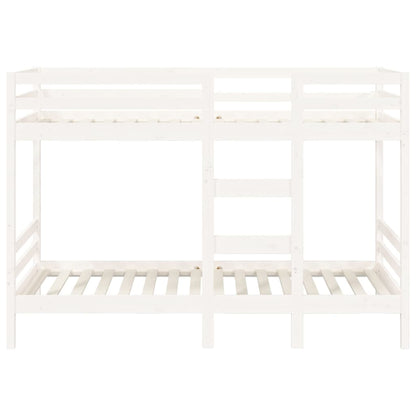 Letto a Castello Bianco 75x190 cm in Legno Massello di Pino