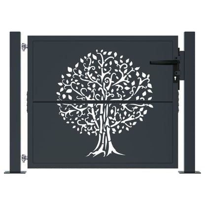Cancello Giardino Antracite 105x80 cm in Acciaio Design Albero