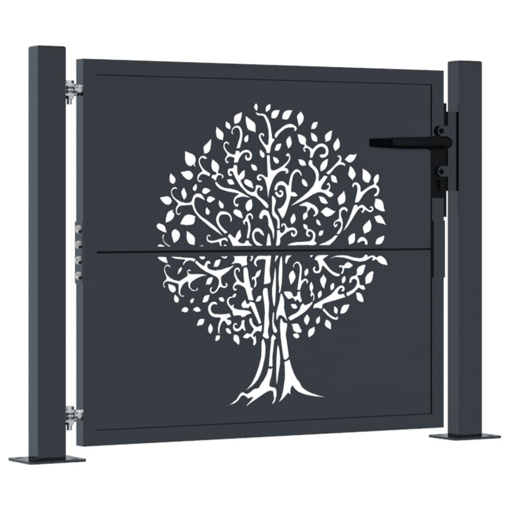 Cancello Giardino Antracite 105x105 cm in Acciaio Design Albero
