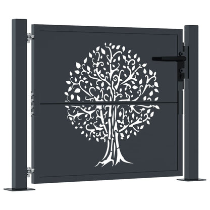 Cancello Giardino Antracite 105x105 cm in Acciaio Design Albero