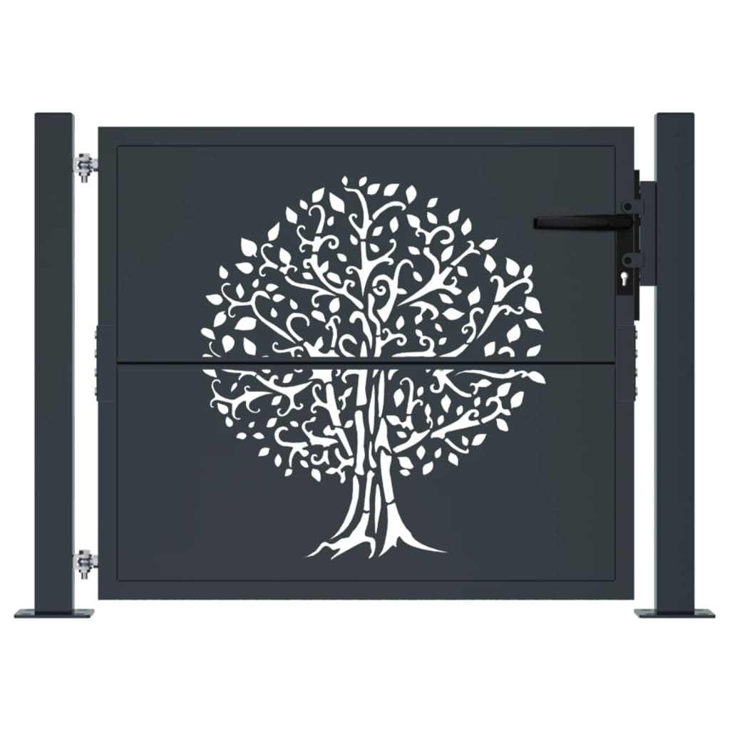 Cancello Giardino Antracite 105x105 cm in Acciaio Design Albero