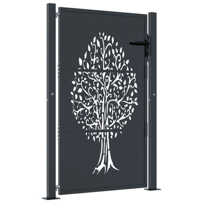 Cancello Giardino Antracite 105x130 cm in Acciaio Design Albero