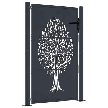 Cancello Giardino Antracite 105x155 cm in Acciaio Design Albero