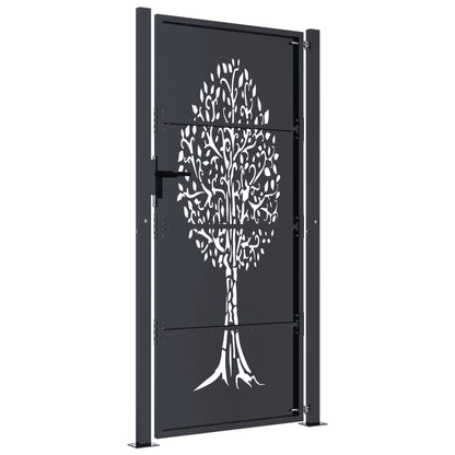 Cancello Giardino Antracite 105x205 cm in Acciaio Design Albero