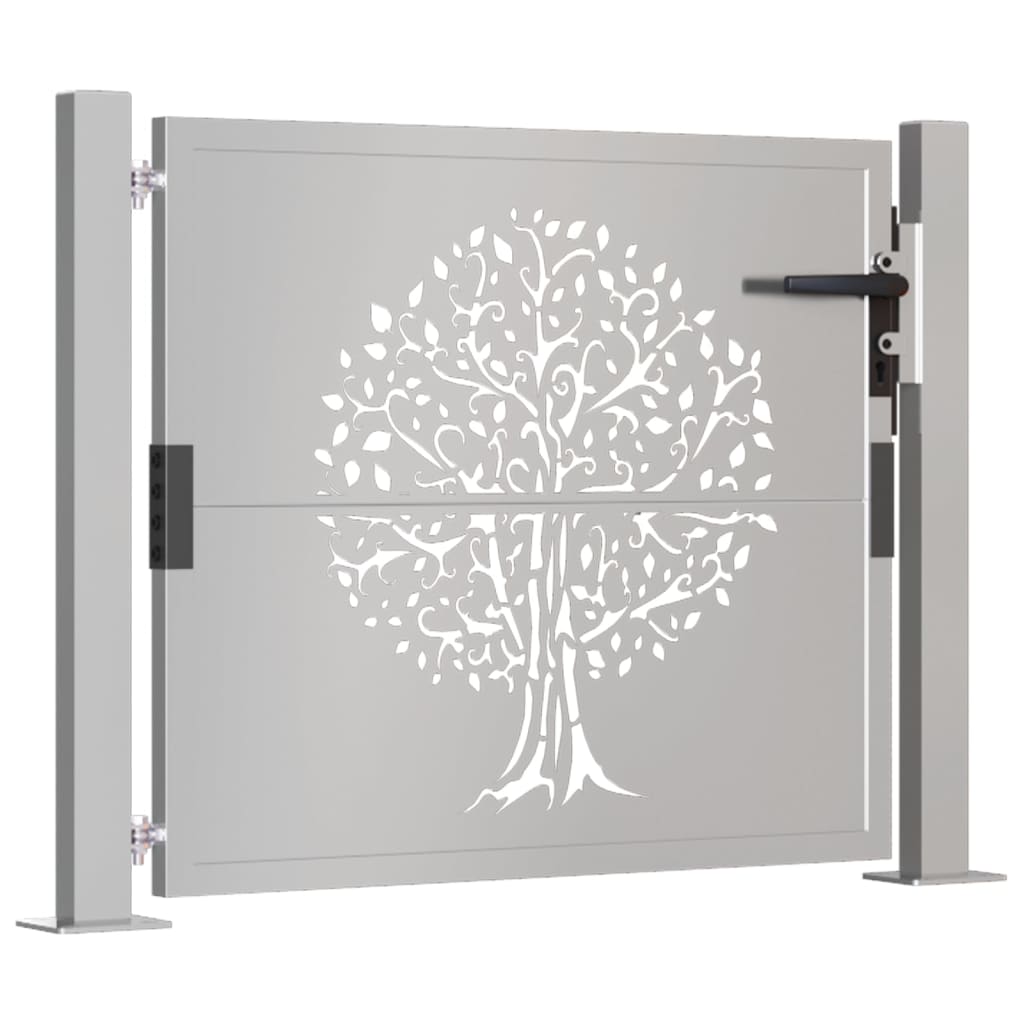 Cancello da Giardino 105x80 cm in Acciaio Corten Design Albero