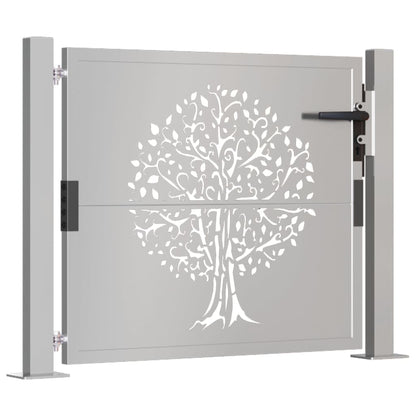 Cancello da Giardino 105x80 cm in Acciaio Corten Design Albero