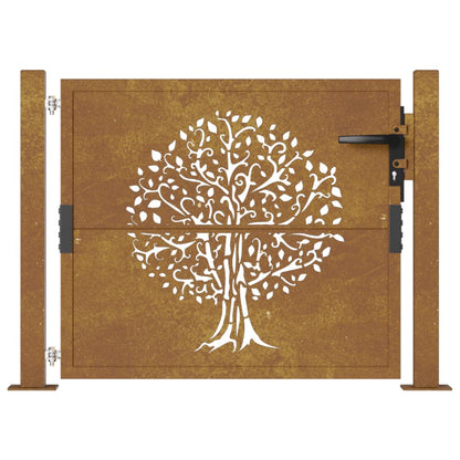 Cancello da Giardino 105x80 cm in Acciaio Corten Design Albero