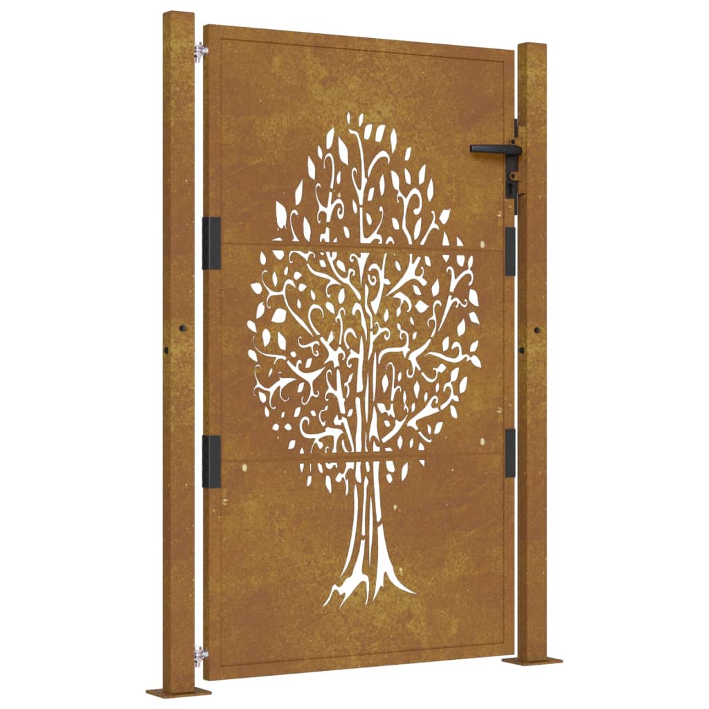 Cancello da Giardino 105x130 cm in Acciaio Corten Design Albero