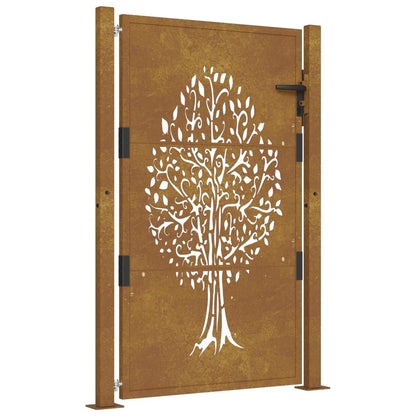 Cancello da Giardino 105x155 cm in Acciaio Corten Design Albero