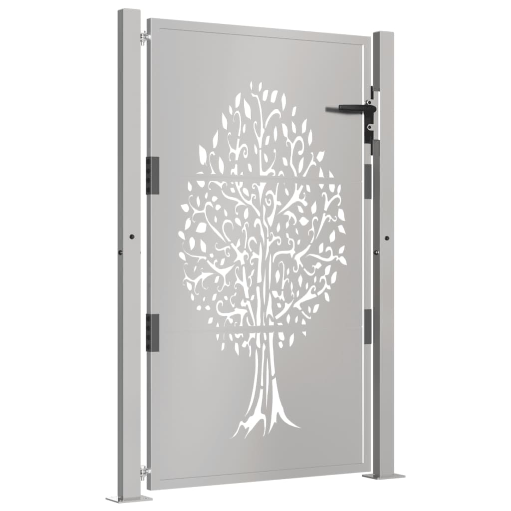 Cancello da Giardino 105x155 cm in Acciaio Corten Design Albero