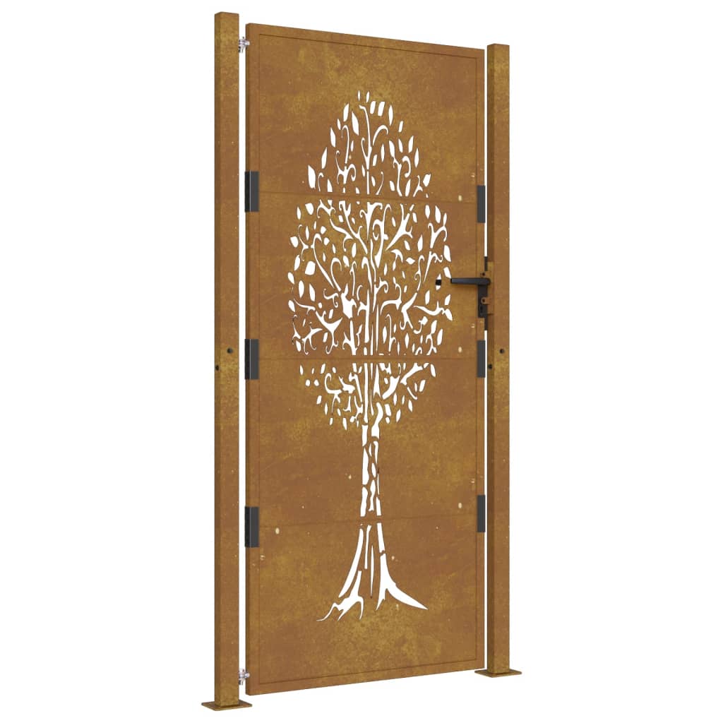 Cancello da Giardino 105x180 cm in Acciaio Corten Design Albero