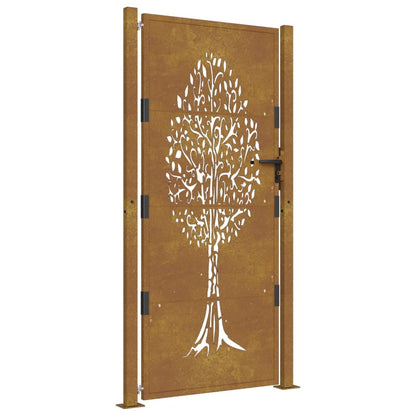 Cancello da Giardino 105x180 cm in Acciaio Corten Design Albero