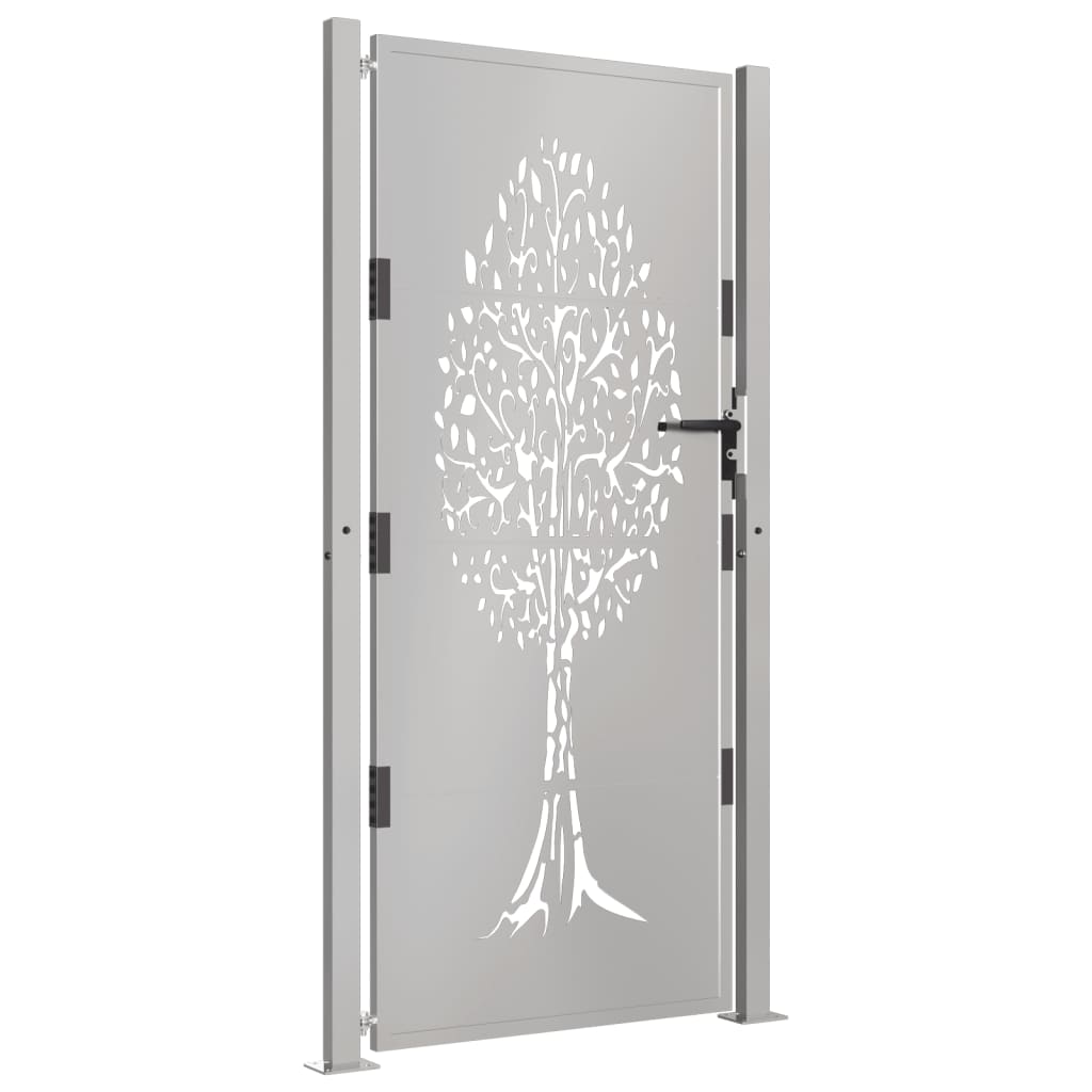 Cancello da Giardino 105x180 cm in Acciaio Corten Design Albero