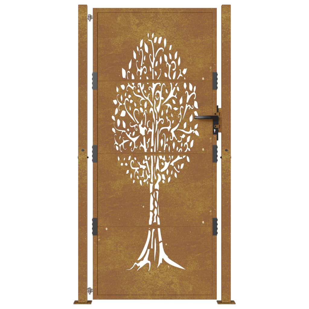 Cancello da Giardino 105x180 cm in Acciaio Corten Design Albero