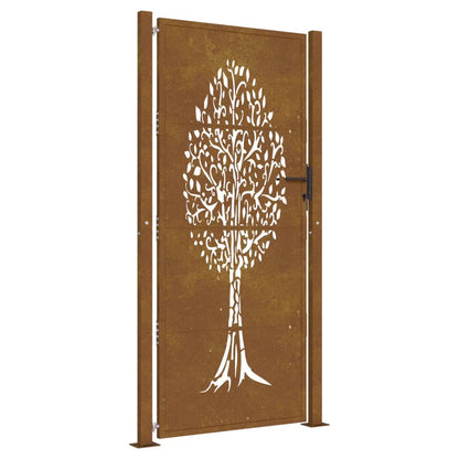 Cancello da Giardino 105x205 cm in Acciaio Corten Design Albero