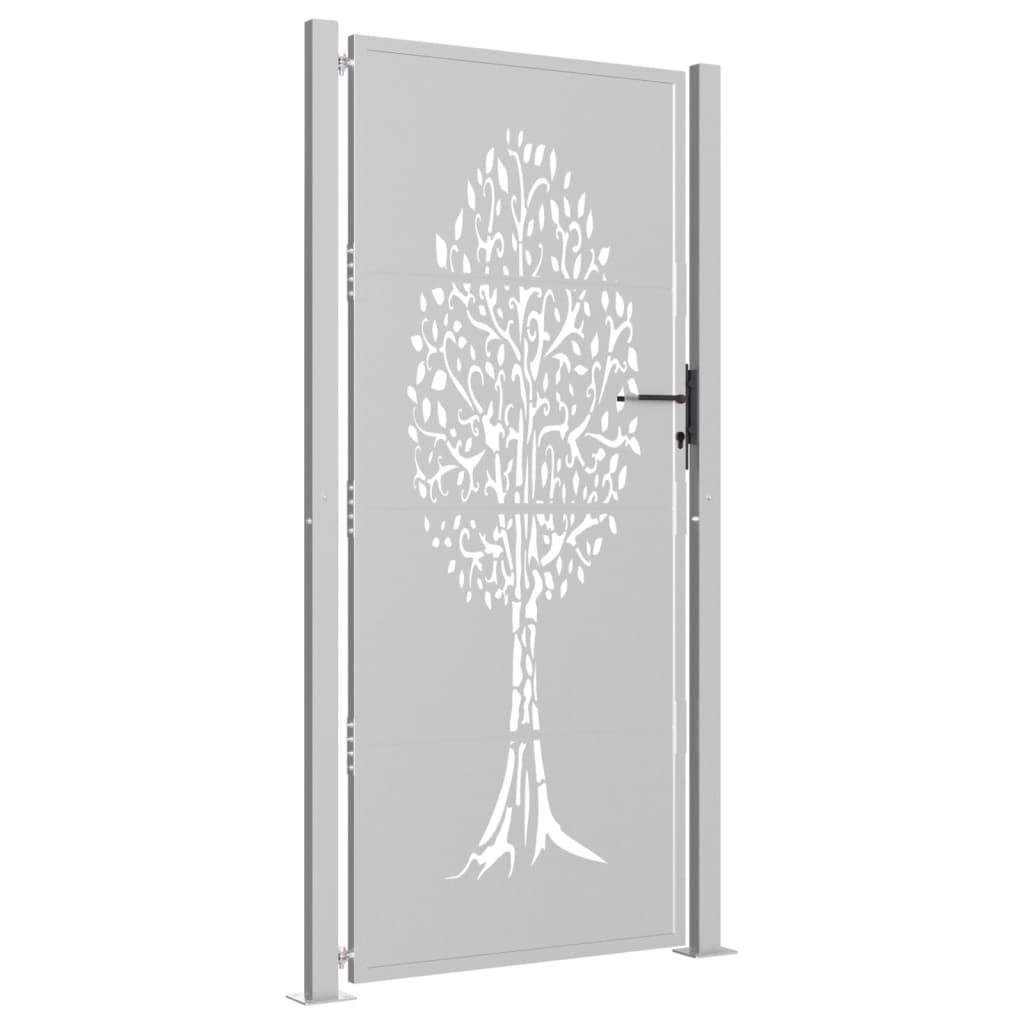 Cancello da Giardino 105x205 cm in Acciaio Corten Design Albero