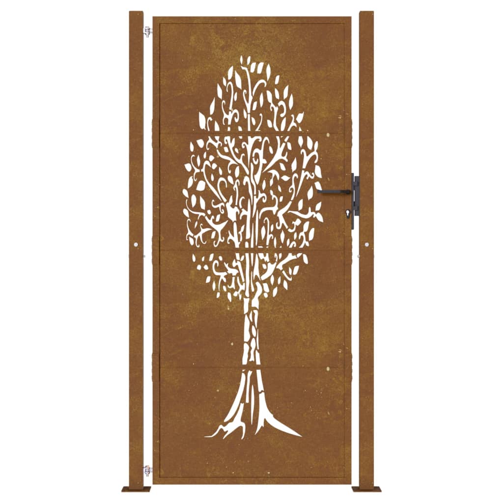 Cancello da Giardino 105x205 cm in Acciaio Corten Design Albero