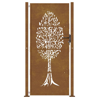 Cancello da Giardino 105x205 cm in Acciaio Corten Design Albero
