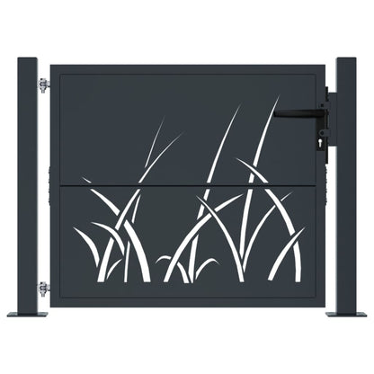 Cancello Giardino Antracite 105x80 cm in Acciaio Design Erba