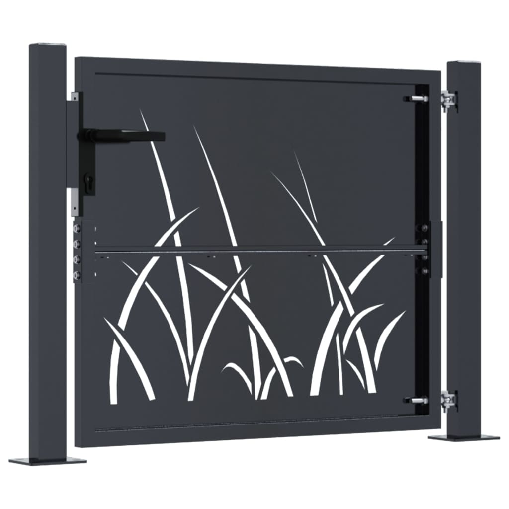 Cancello Giardino Antracite 105x105 cm in Acciaio Design Erba