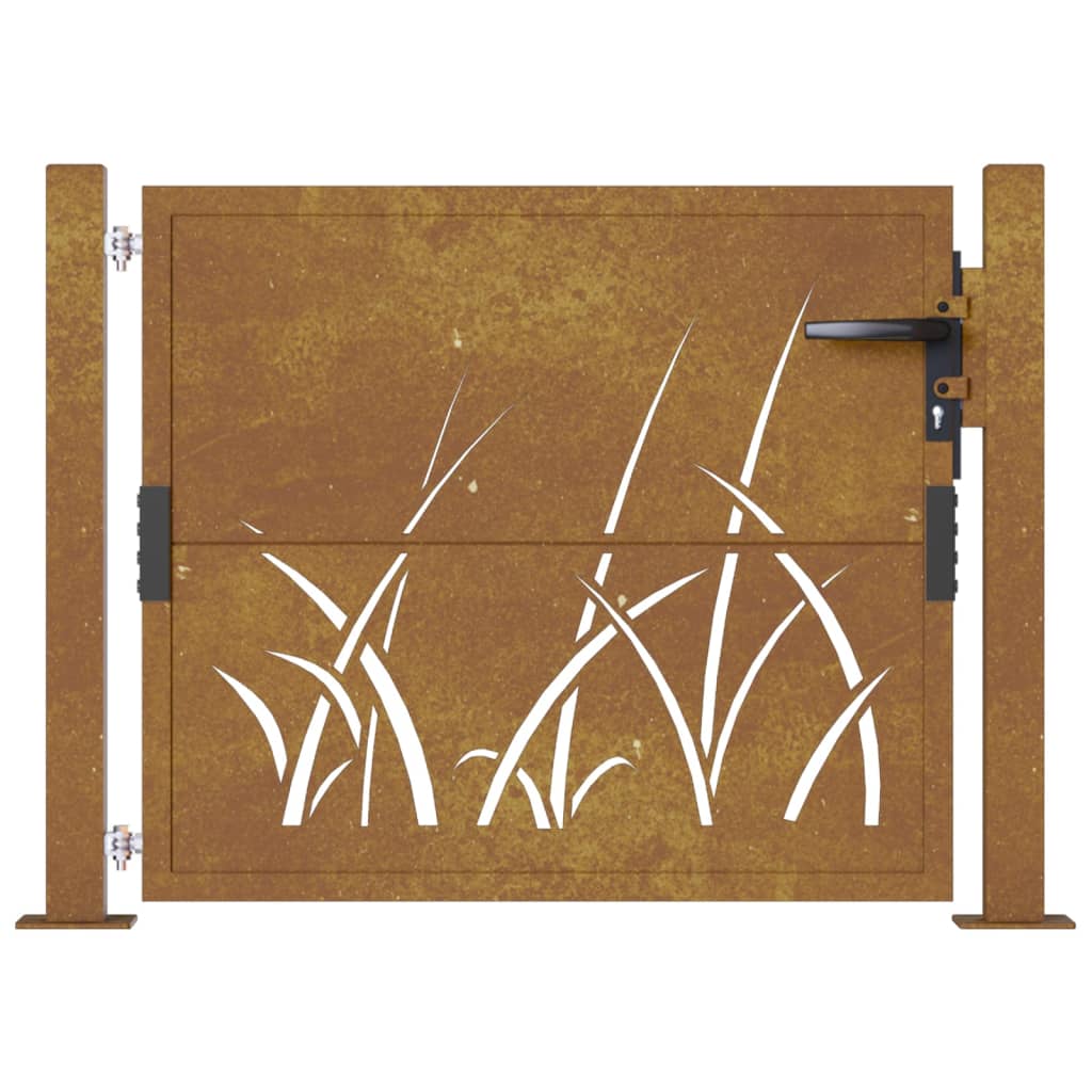 Cancello da Giardino 105x80 cm in Acciaio Corten Design Erba