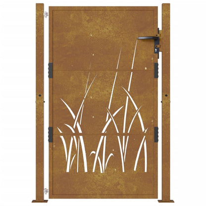 Cancello da Giardino 105x130 cm in Acciaio Corten Design Erba