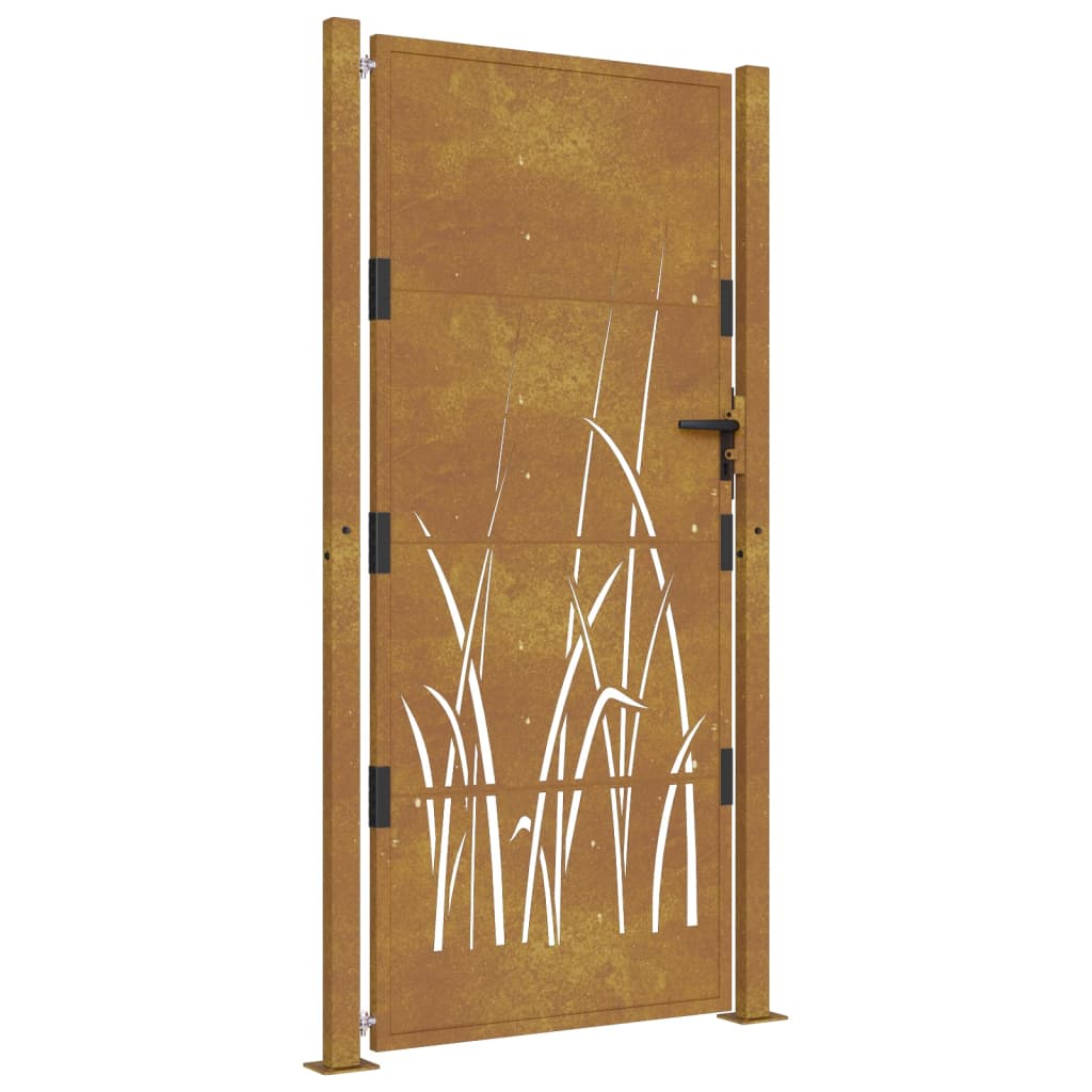 Cancello da Giardino 105x180 cm in Acciaio Corten Design Erba