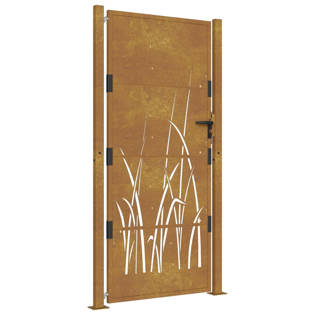 Cancello da Giardino 105x205 cm in Acciaio Corten Design Erba