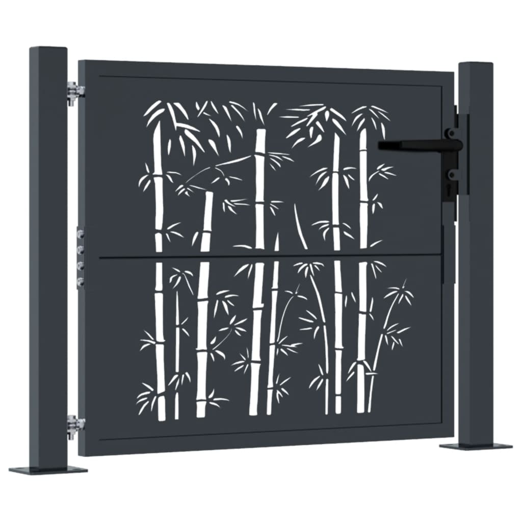 Cancello Giardino Antracite 105x80 cm in Acciaio Design BambÃƒÂ¹