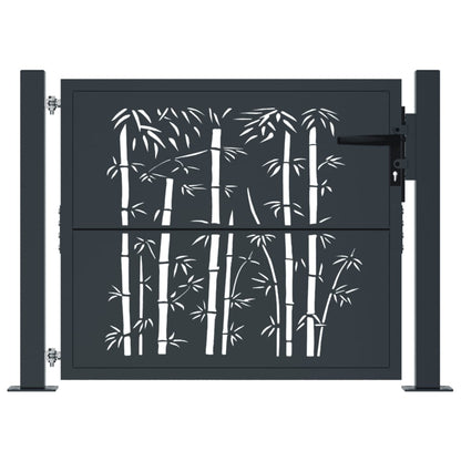 Cancello Giardino Antracite 105x80 cm in Acciaio Design BambÃƒÂ¹