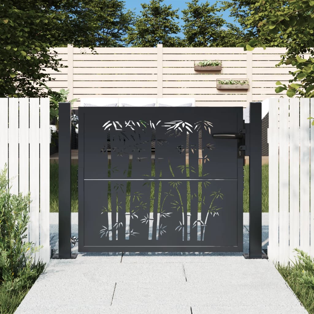 Cancello Giardino Antracite 105x80 cm in Acciaio Design BambÃƒÂ¹