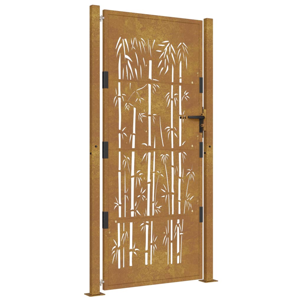 Cancello da Giardino 105x180 cm in Acciaio Corten Design Bambù